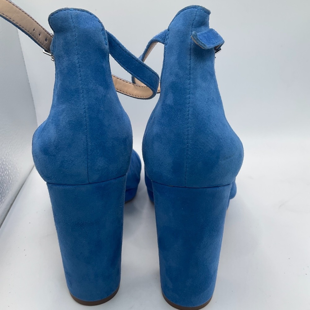 Vince Camuto Corlesta Blue Suede Knotted Dress Sandals Ankle Strap Heels 6.5 New - Picture 10 of 14